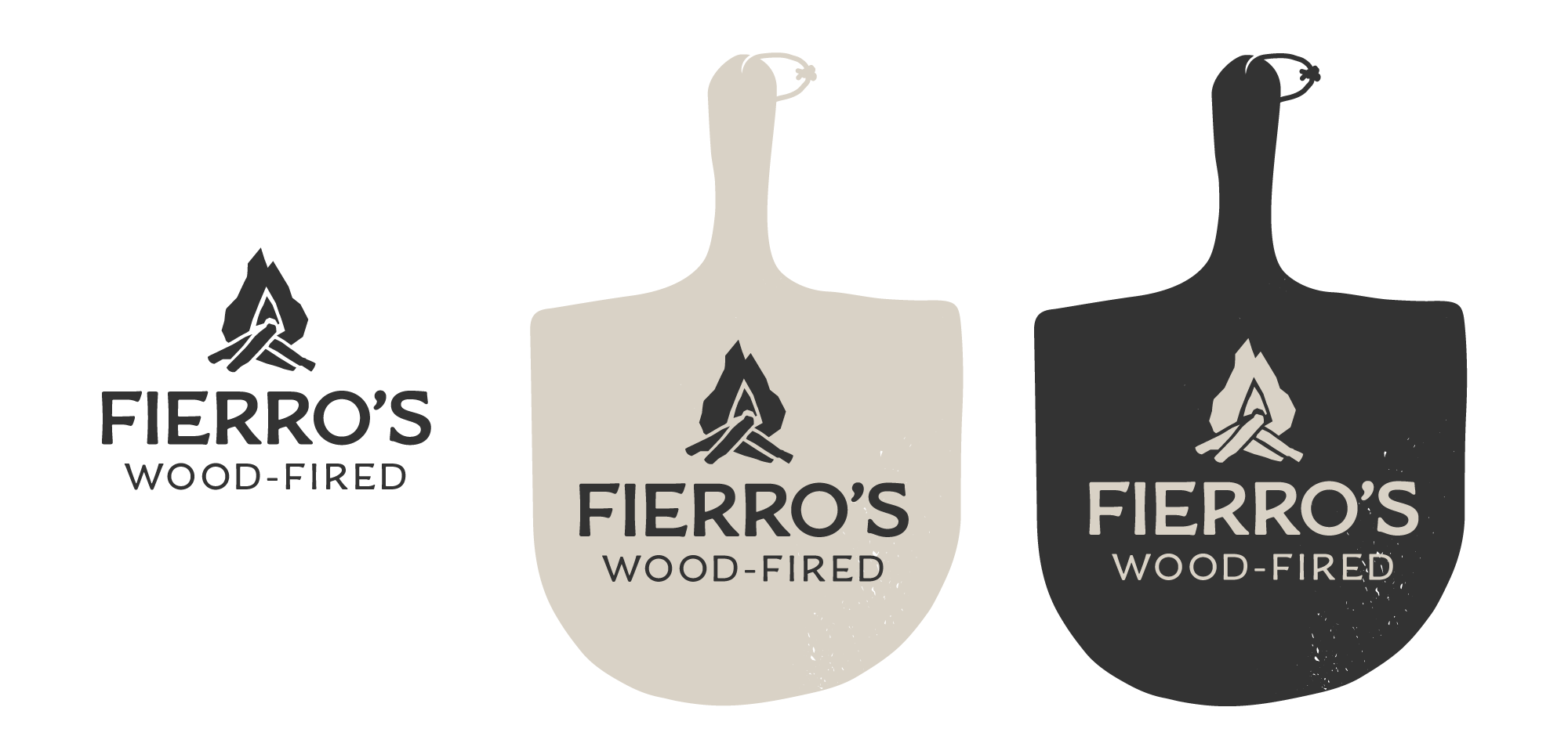 wood fired pizza logo design by mike hosier
