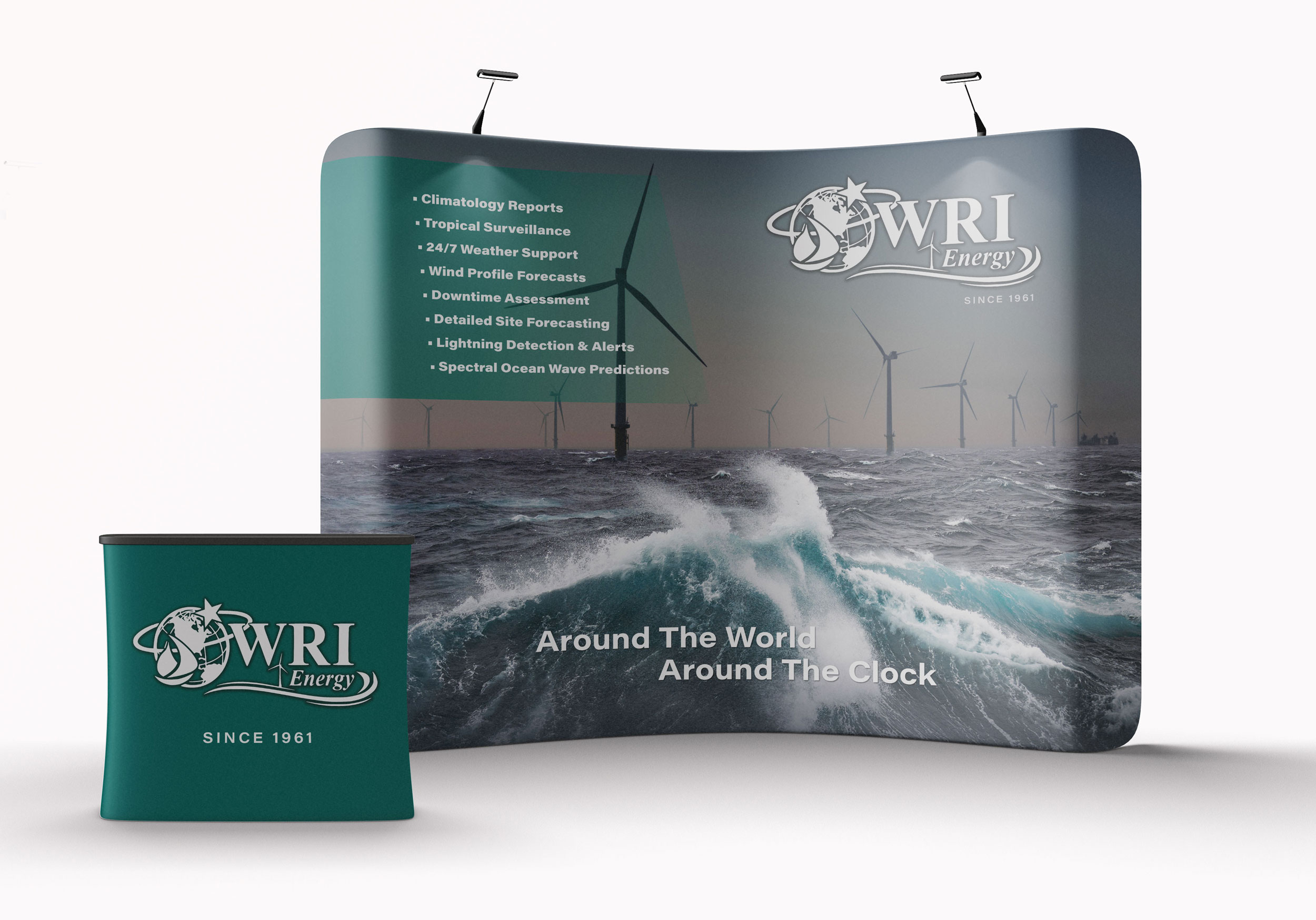 trade show booth graphic design, offshore energy weather consultant
